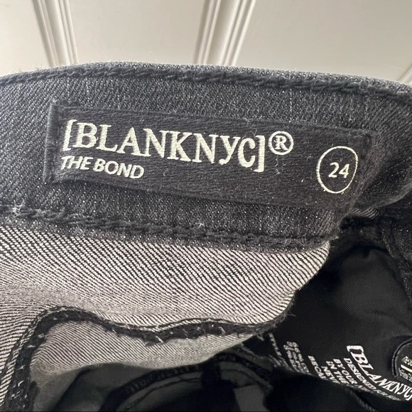 BlankNYC The Bond Midrise Dark Gray Distressed Raw Hem Skinny Jeans Size 24 NWT - Picture 5 of 5